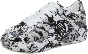 Women's Graffiti Printed Sneakers, Fashion Low top Sneakers, Casual Skates