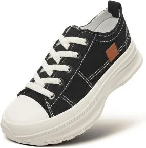ZGR Womens Low Top Platform Sneakers,White Canvas Sneakers,Casual Platform Tennis Shoes