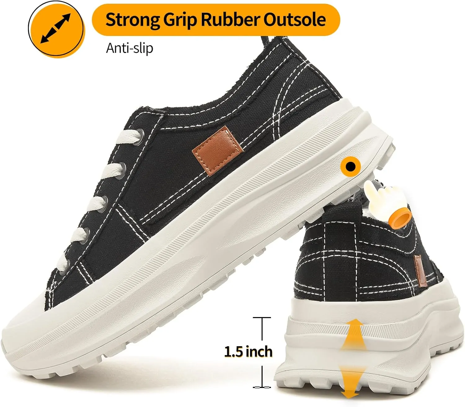 ZGR Womens Low Top Platform Sneakers,White Canvas Sneakers,Casual Platform Tennis Shoes