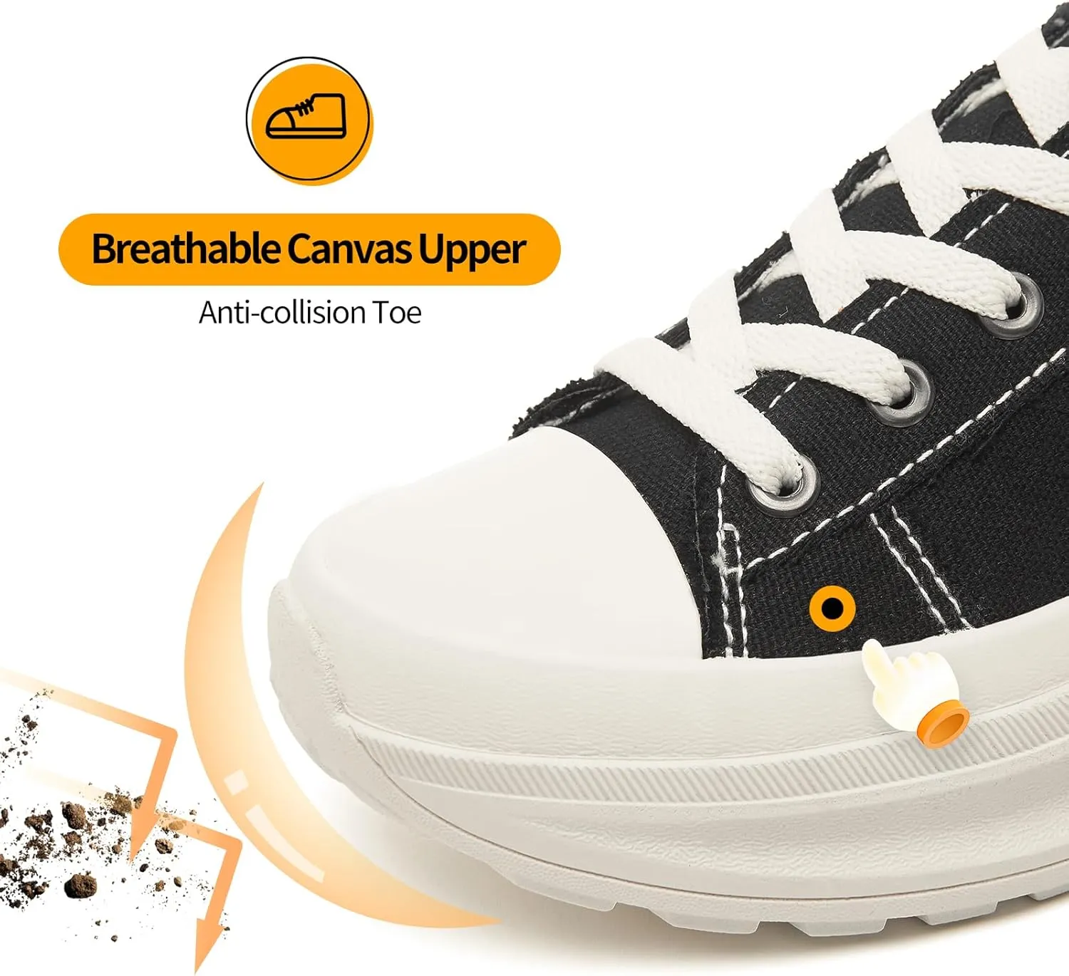 ZGR Womens Low Top Platform Sneakers,White Canvas Sneakers,Casual Platform Tennis Shoes